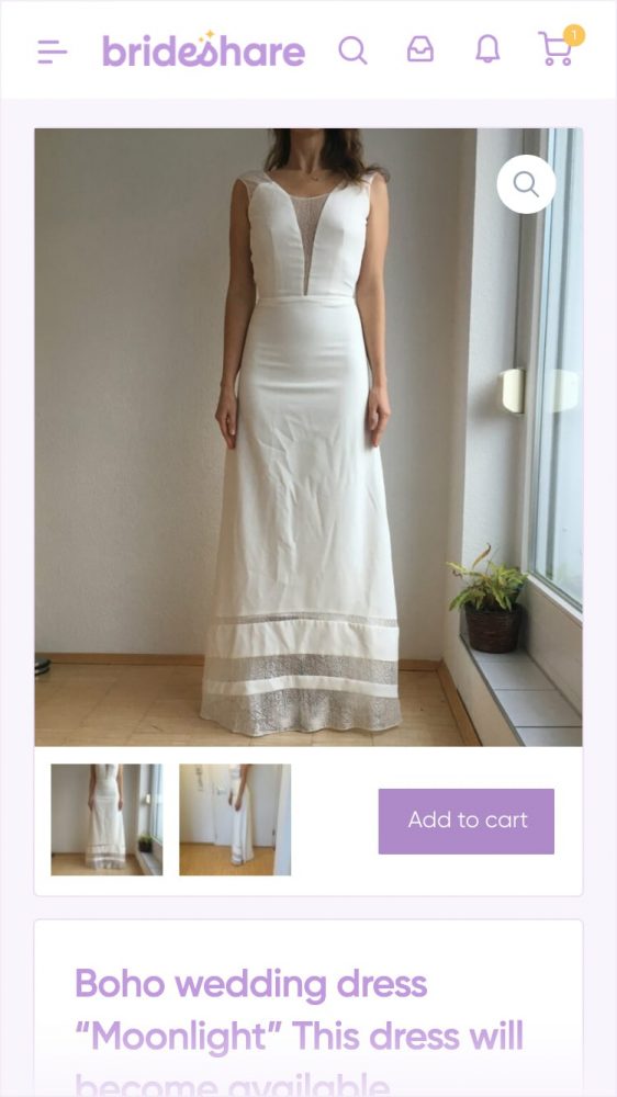 Producto muestra vestido de bodas para venta