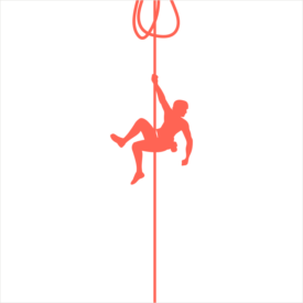 Icono de alpinista colgando