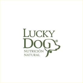 Diseño de identidad visual para Lucky Dog en versión vertical a un color